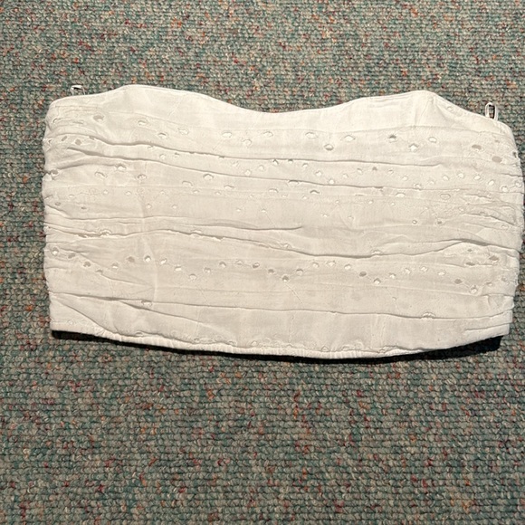 NWT Zara size XL CORSET style white eyelet bandeau - Picture 3 of 11